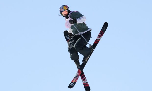 Skier Kirsty Muir in action on the ski slopes at the Freeski Big Air World Cup event in Beijing, before her injury