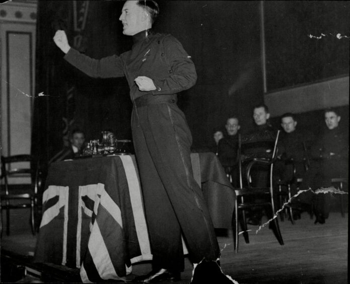 William Joyce at a fascist meeting in Chiswick.