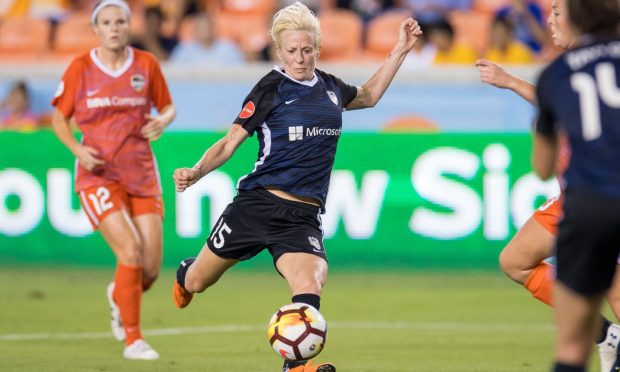 Megan Rapinoe in action for Seattle Reign in a NWSL match in 2018.