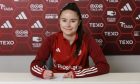 Lois Edwards, pictured at the club's training ground Cormack Park, has signed for Aberdeen Women on a deal until the end of the season.