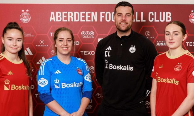 Aberdeen FC Women's three new signings with manager Clint Lancaster.