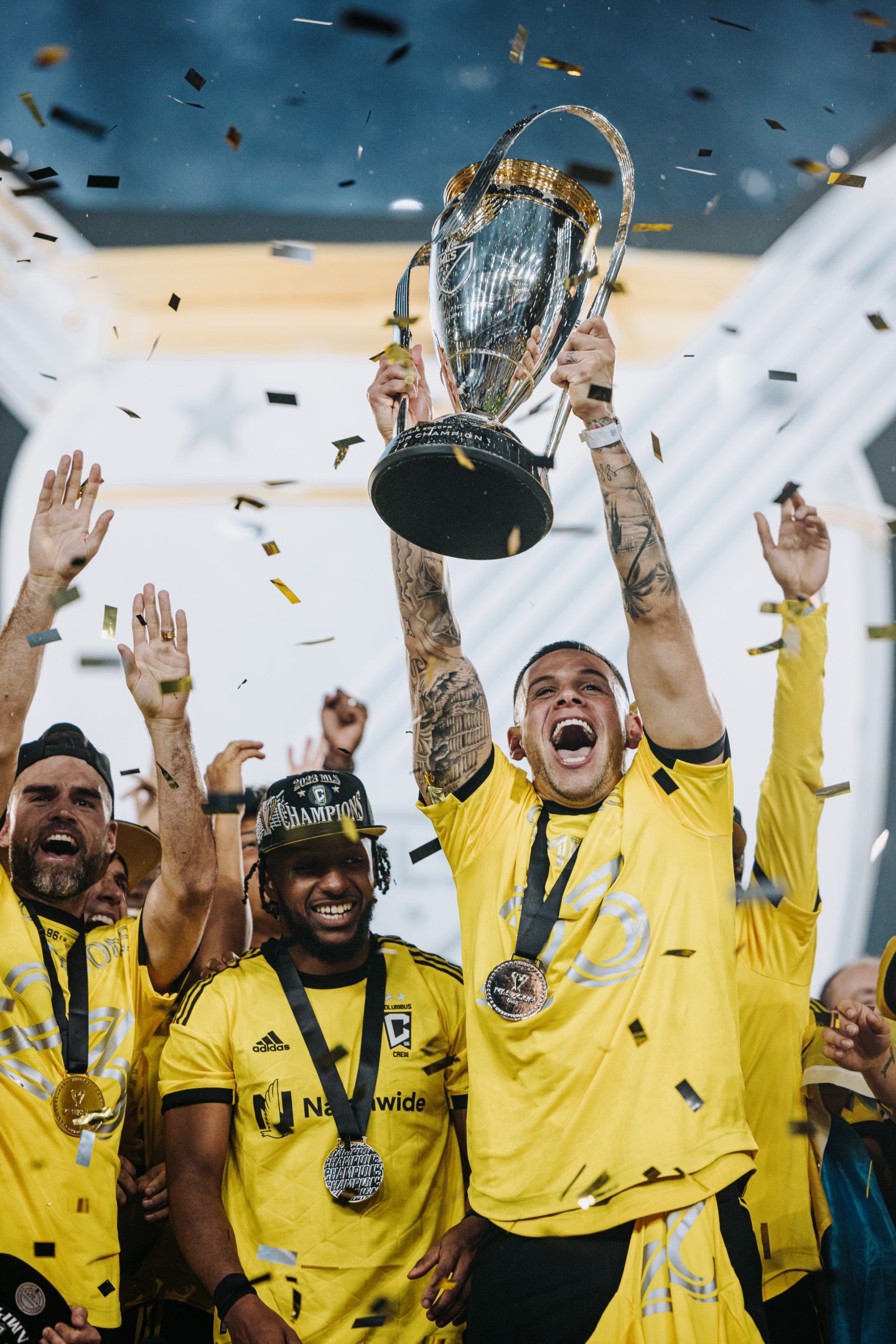 Former Aberdeen striker Christian Ramirez lifts the MLS Cup with Columbus Crew. Image supplied by Columbus Crew