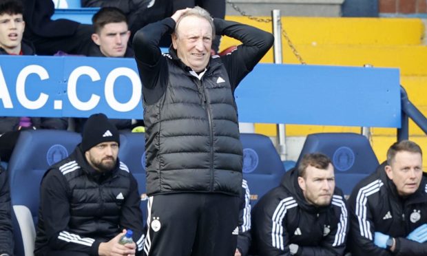 Aberdeen's manager Neil Warnock during the 2-0 loss to Kilmarnock Image; Shutterstock