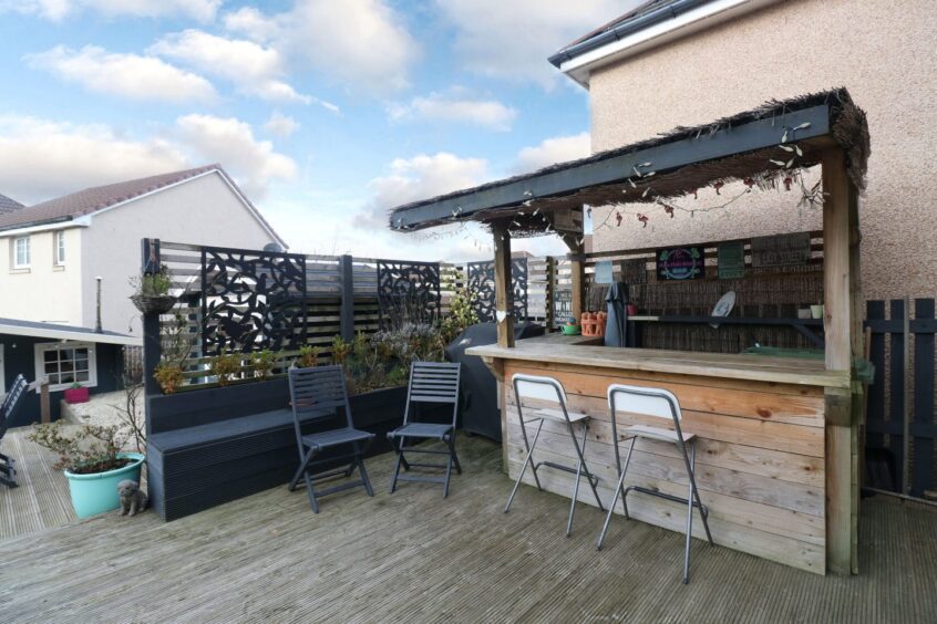 The bar in the garden of this Kintore home after the renovation