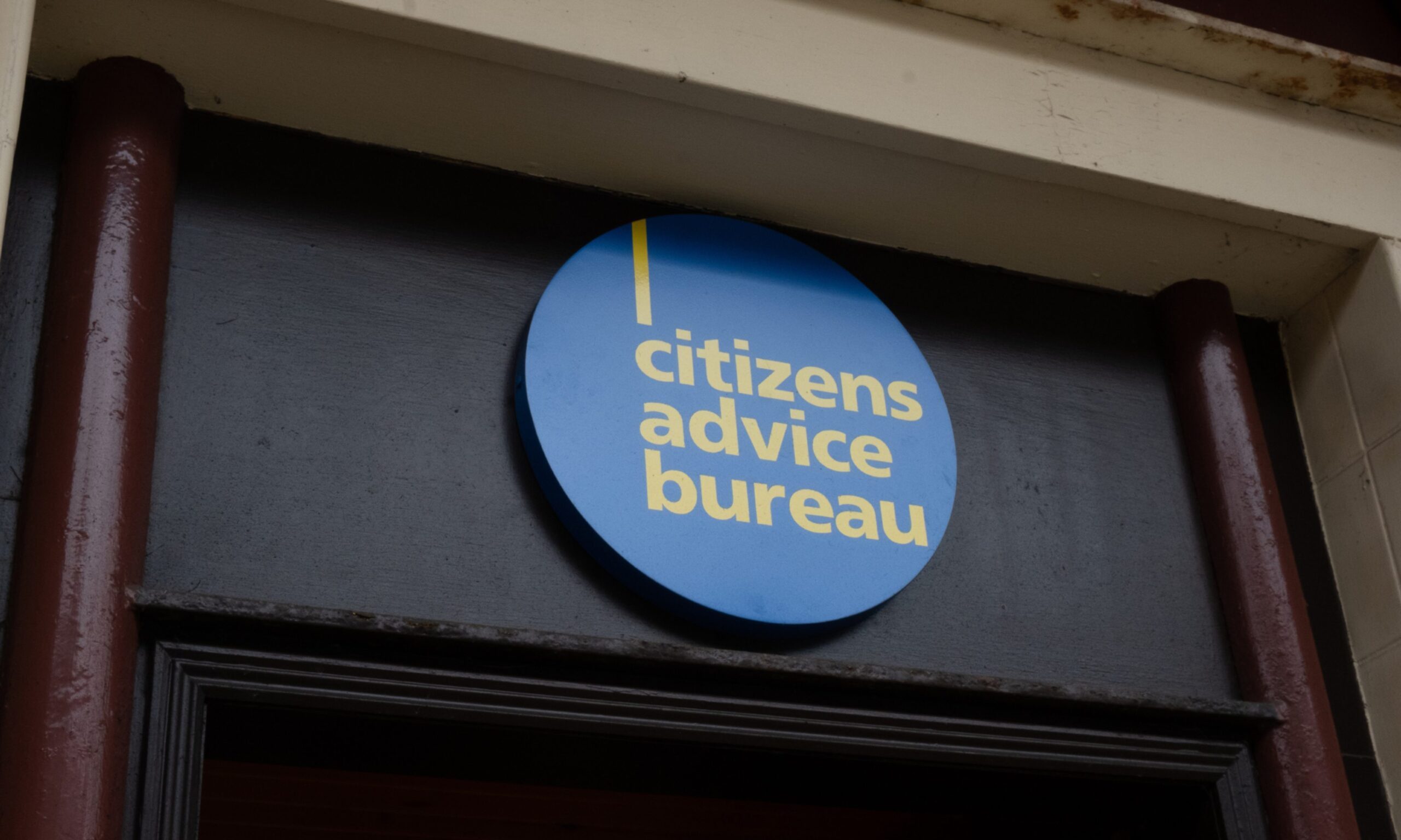 Citizens Advice Bureau sign above the door. 