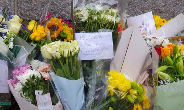 Flowers at Elgin bus station.