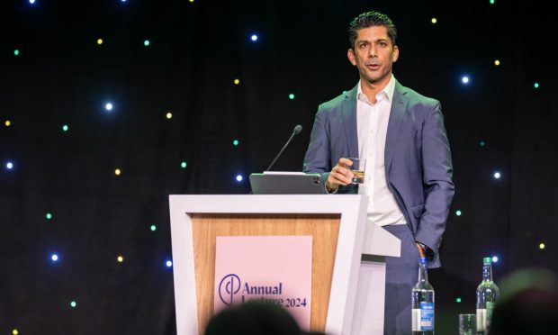 Salman Malik, speaking at Prosper's Annual Lecture in Aberdeen. Aberdeen.