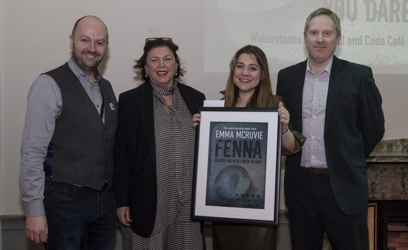 Left to right: APA's director of programming and events Ben Torrie, Sharon Burgess chief executive of APA, Emma McRuvie Granite Noir writing competition winner and David Dalziel P&J head of supplements.