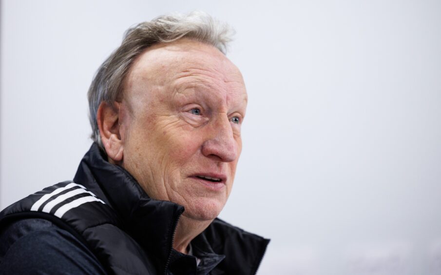 Aberdeen manager Neil Warnock during a press conference at Cormack Park. Image: SNS