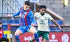Caley Thistle's Cammy Harper, in action here against Hibs in the Scottish Cup, is determined to see off Arbroath this weekend to boost their survival bid. Image: SNS