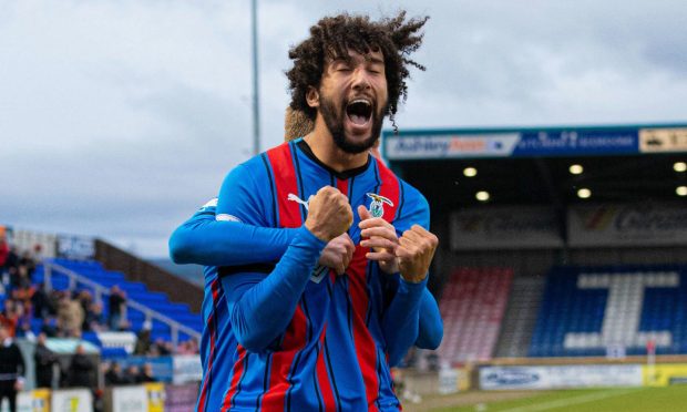 Inverness defender Remi Savage roars after scoring his first ICT - and senior football - goal in the 3-3 draw with Partick Thistle. Image: SNS.