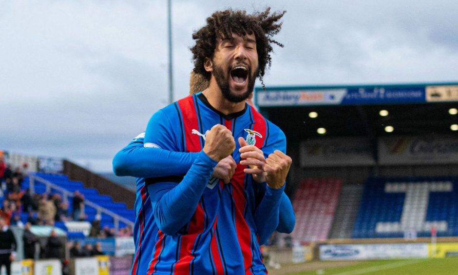 Inverness defender Remi Savage roars after scoring his first ICT - and senior football - goal in the 3-3 draw with Partick Thistle.