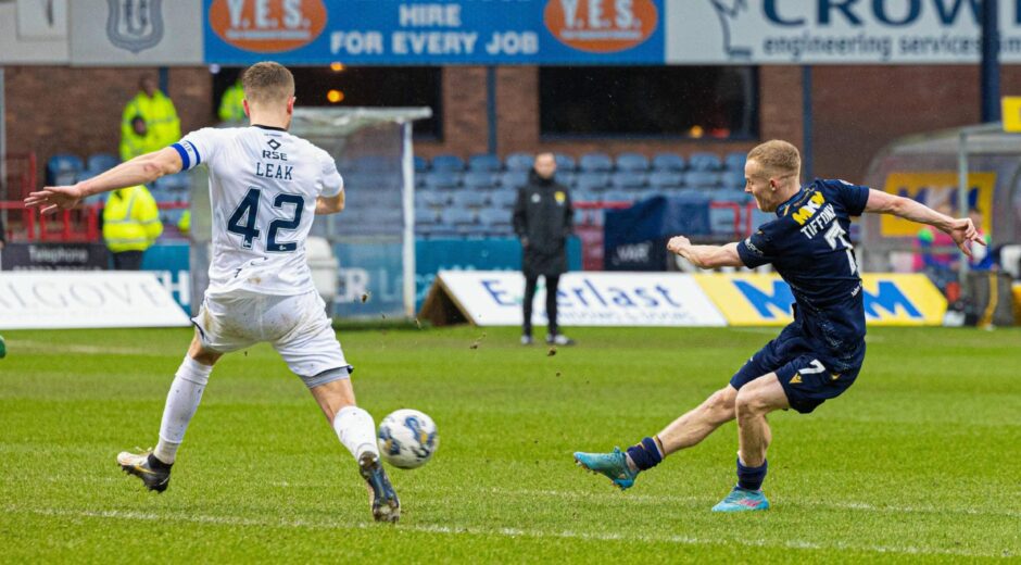 Scott Tiffoney nets his second goal against Ross County.