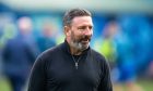 Kilmarnock manager Derek McInnes leads his team against former club Aberdeen at Rugby Park. Image: SNS.