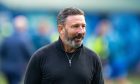 Kilmarnock manager Derek McInnes leads his team against former club Aberdeen at Rugby Park. Image: SNS.