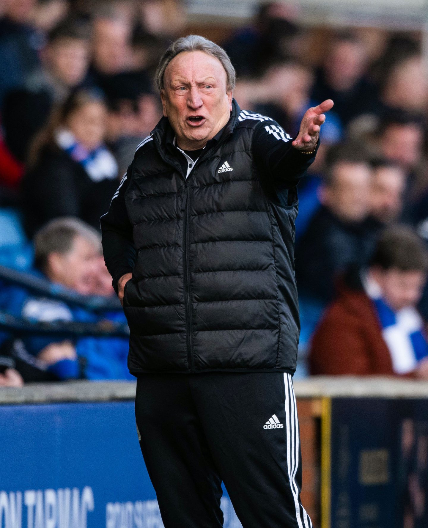 Aberdeen manager Neil Warnock during a cinch Premiership match between Kilmarnock and Aberdeen at Rugby Park, on February 24, 2024, in Kilmarnock, Scotland.