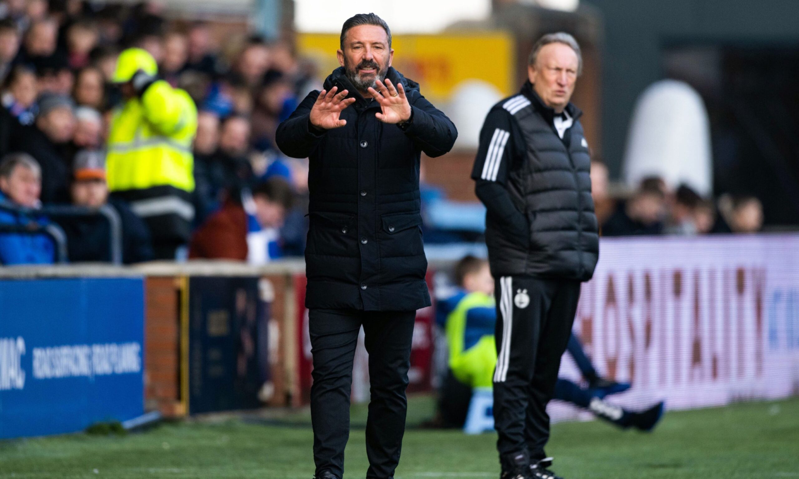 Kilmarnock manager Derek McInnes during a cinch Premiership match between Kilmarnock and Aberdeen at Rugby Park, on February 24, 2024, in Kilmarnock, Scotland.