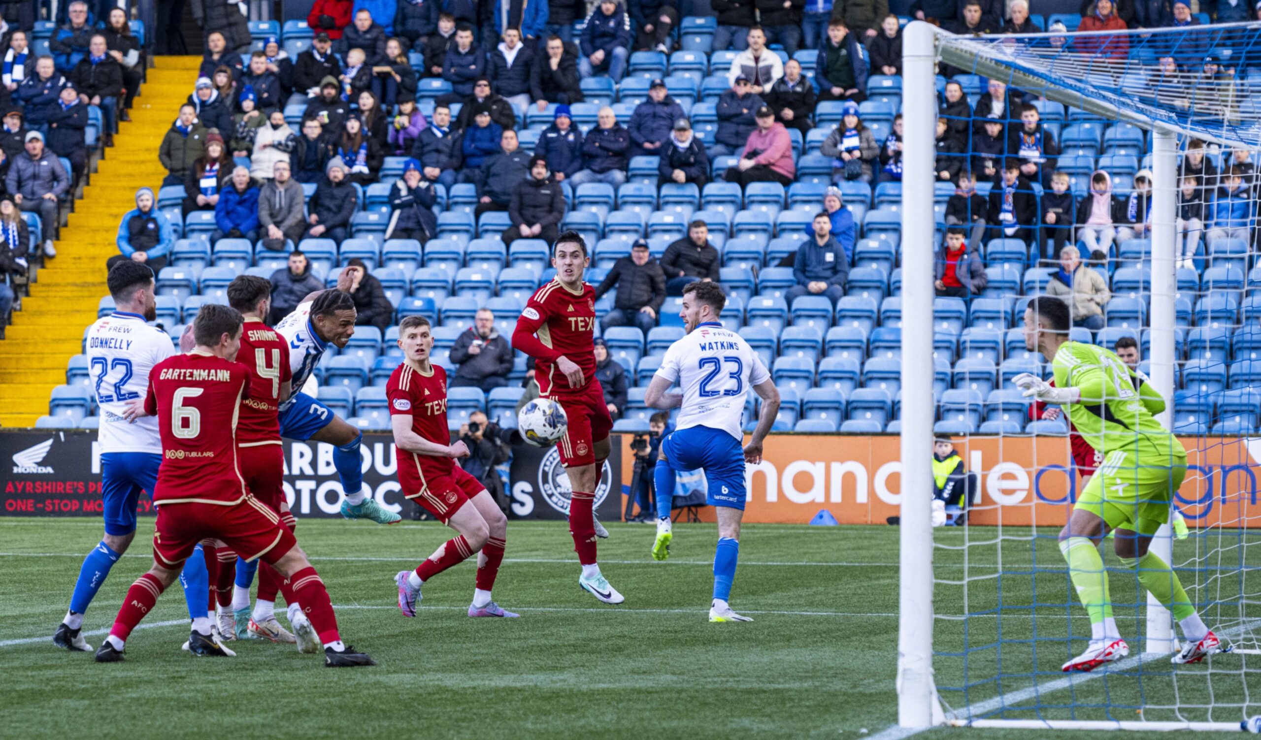 Kilmarnock's Corrie Ndaba scores to make it 1-0 against Aberdeen. 