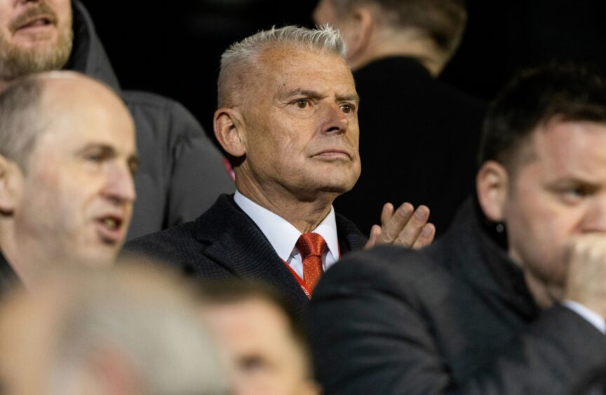 Aberdeen chairman Dave Cormack during the cinch Premiership defeat to St Johnstone. Image: SNS.