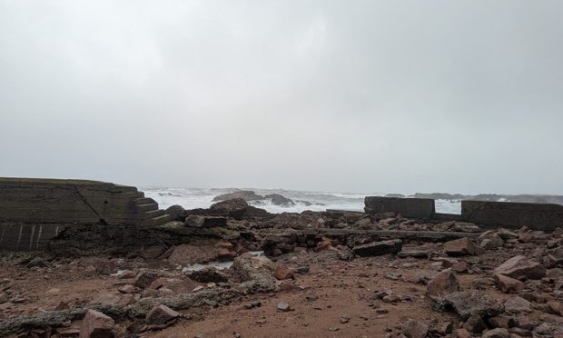 Boddam Harbour has been washed away in today's storms.