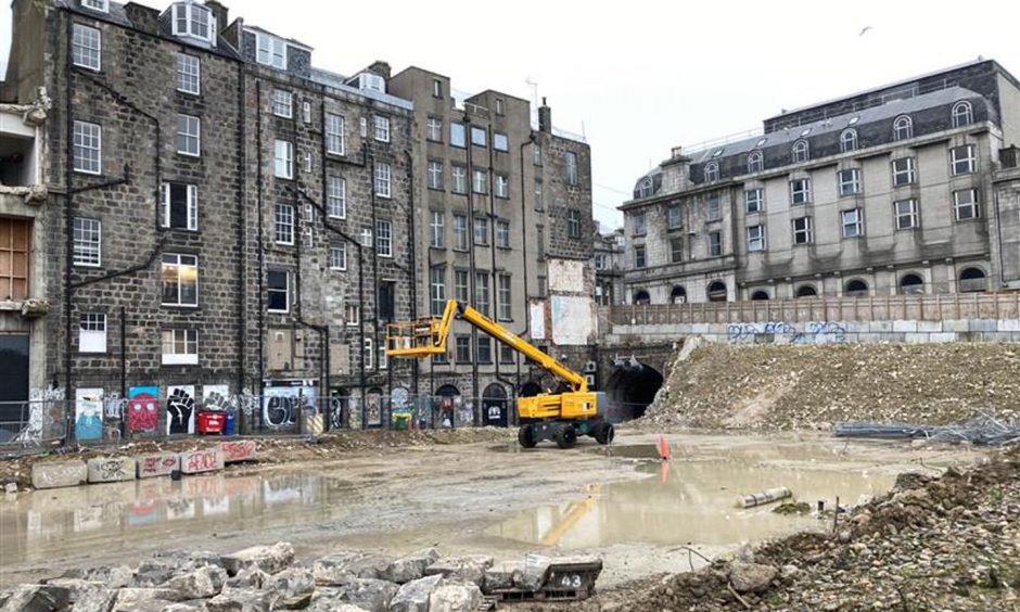 Construction work taking place on Aberdeen market.