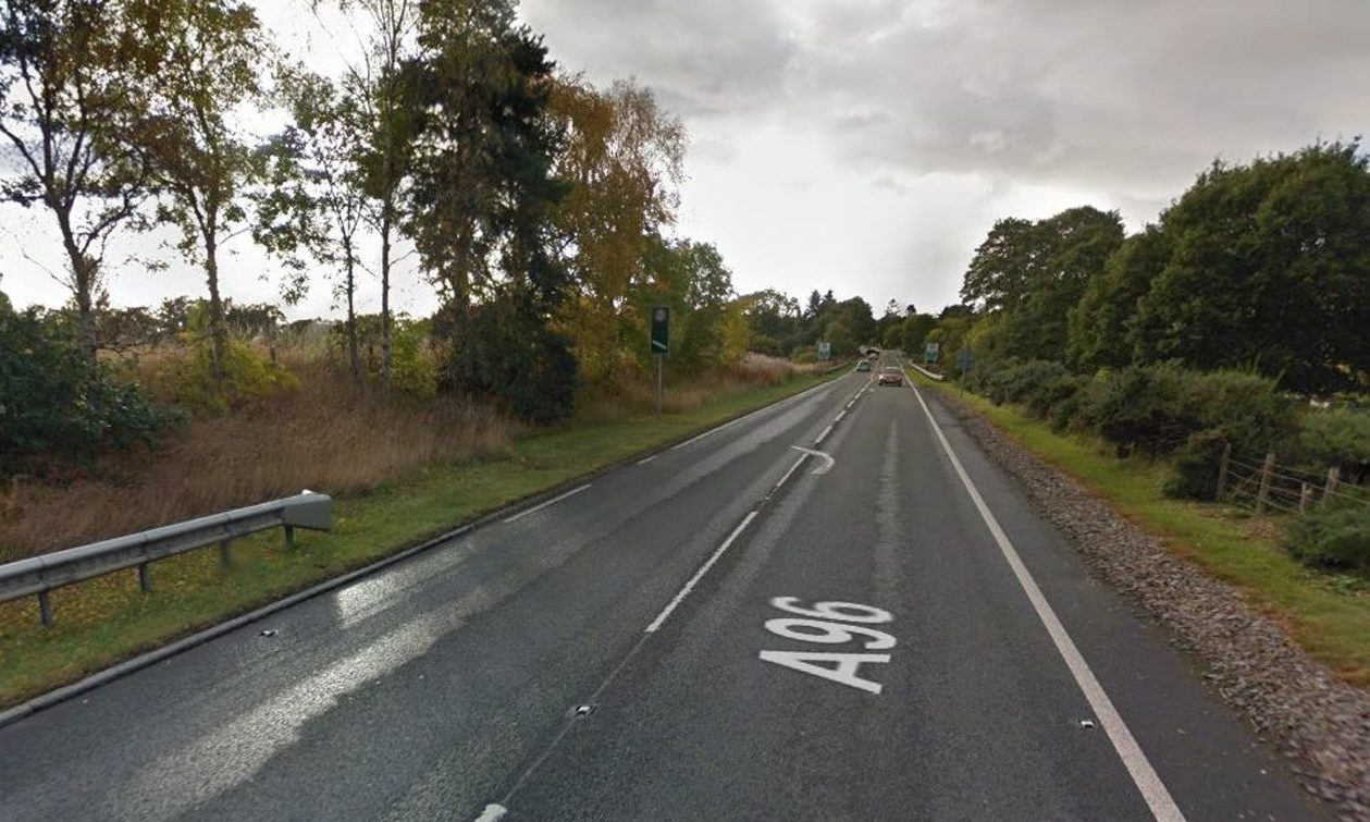 Google Maps image of A96 approach to Brodie. 