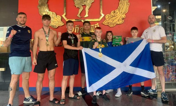 Aberdeen Muay Thai fighters have won WBC World Championships medals at the Amazing Muay Thai Festival at Lumpinee Stadium in Bangkok Thailand. Image: Andy Rose.
