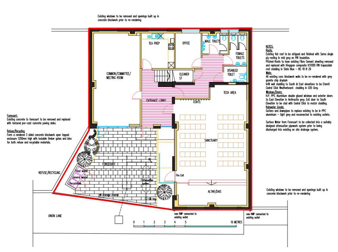 Church floorplan proposed for Ellon garage.