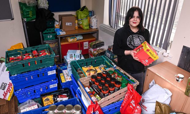 Fiona Young with foodbank donations