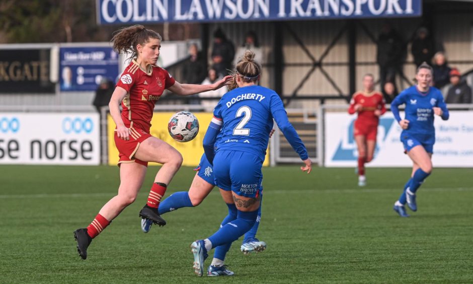 Eva Thomson in action for Aberdeen Women in a SWPL fixture against Rangers.