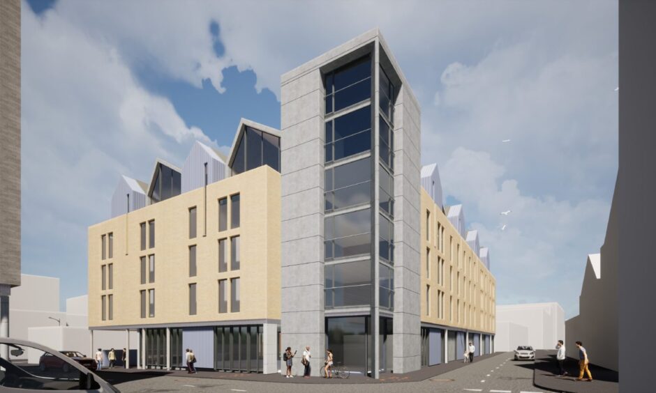 An artist's impression of student accommodation being built by Chap in Dundee. 