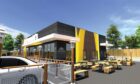An artist impression of the proposed new McDonald's restaurant that could be coming to Ellon. Image: McDonald's