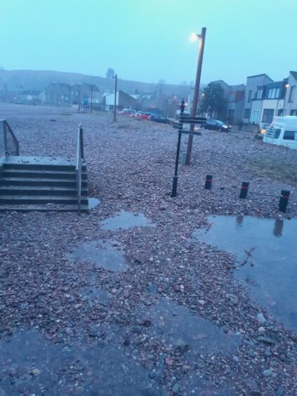 Stonehaven seafront has been flooded overnight. 
