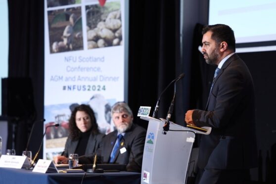 First Minister Humza Yousaf addressing delegates at the NFUS conference 2024 in Glasgow.
