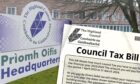 Collage of Highland Council HQ and a council tax bill.