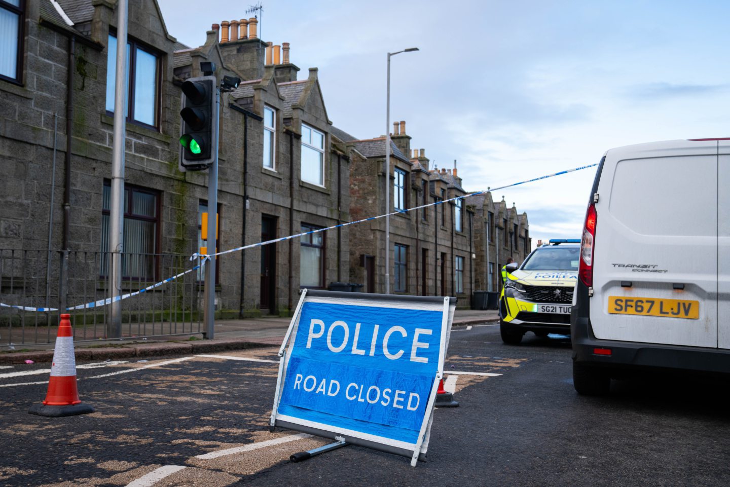 Police car at the scene of the incident in Fraserburgh.