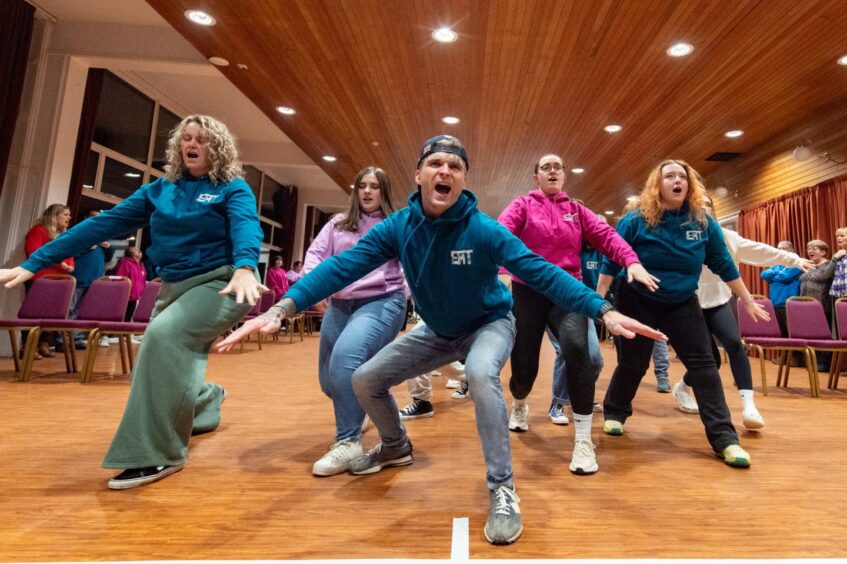 Grant Dobson and cast of Footloose in rehearsals 