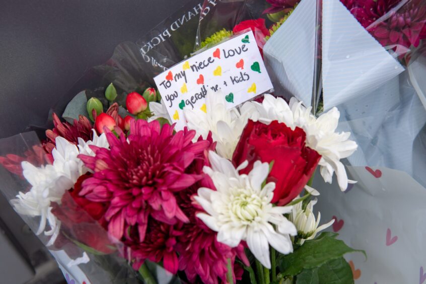 Some flowers included personal messages.