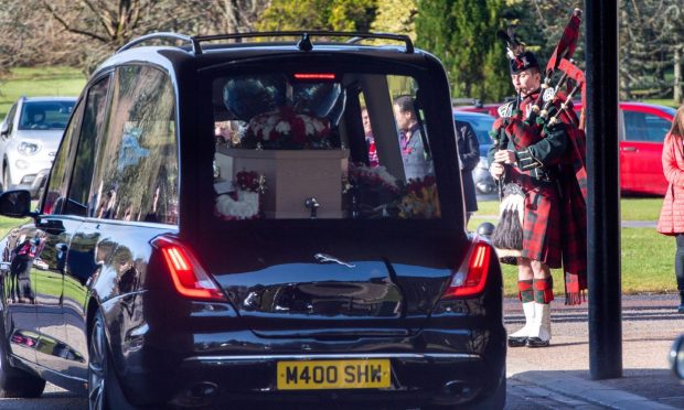 Jamie Forbes being piped in to funeral.