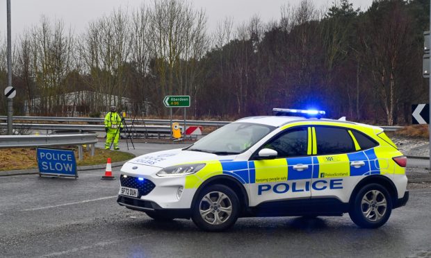 Police car at A96 crash.