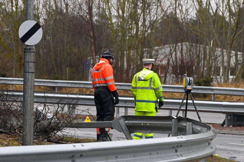 Police at A96 investigating crash