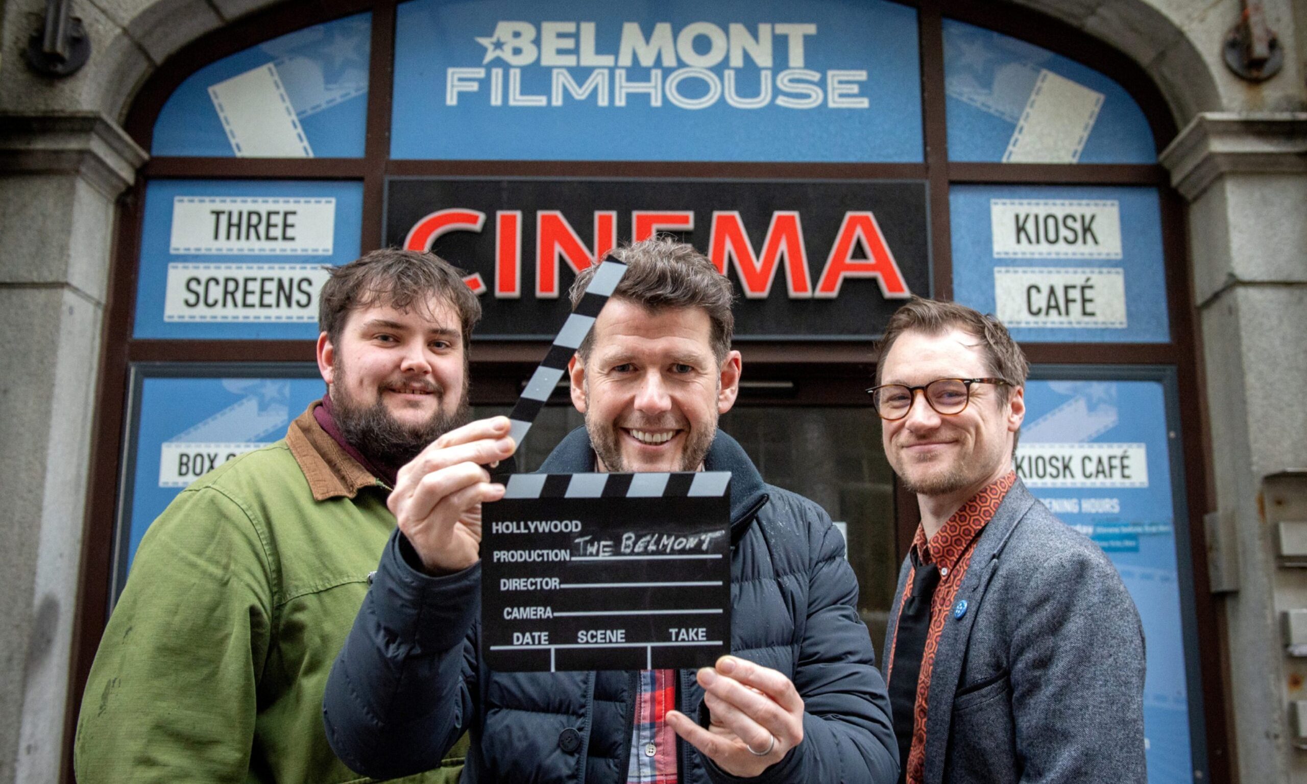 Belmont Cinema trustees Jacob Campbell and Dallas King, with architect Richard Tinto (middle) appointed to direct its revamp.