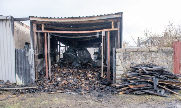 Burnt-out shed in Aberdeen