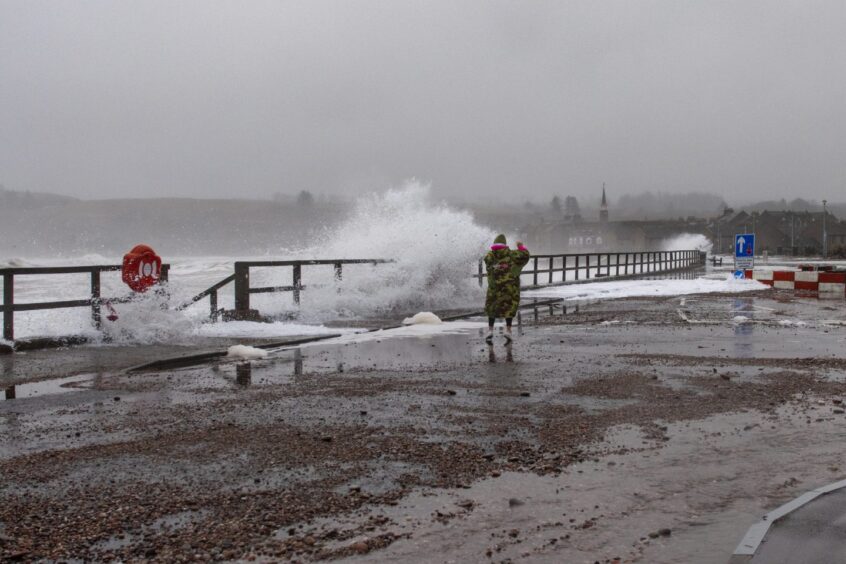 Walkers were advised to stay away from Stonehaven seafront. 