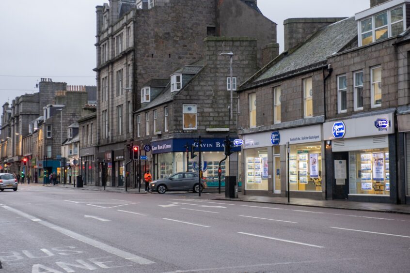 The corner of Chapel Street and Union Street in Aberdeen city centre