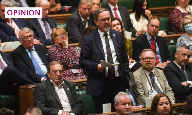 Ronnie Cowan MP (standing) was among the SNP politicians who posted on social media about Scotland as a result of the recent Westminster Speaker Gaza debate controversy. Image: UK Parliament/Andy Bailey/PA