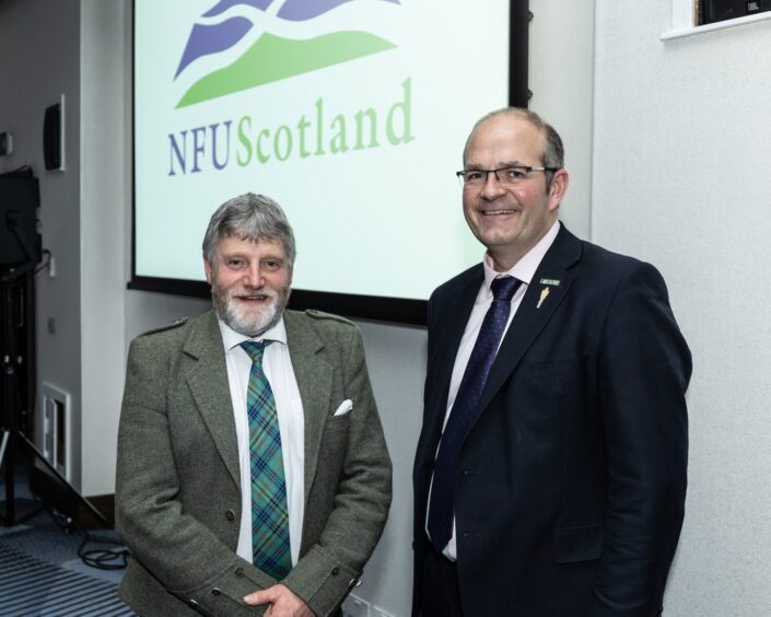 NFU president Tom Bradshaw with NFU Scotland president Martin Kennedy. 