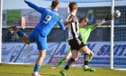 Peterhead's Rory McAllister shoots a fraction wide against Elgin City. Image: Duncan Brown.