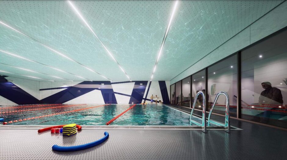 Digital rendering of indoor swimming pool proposed for Bridge of Don.