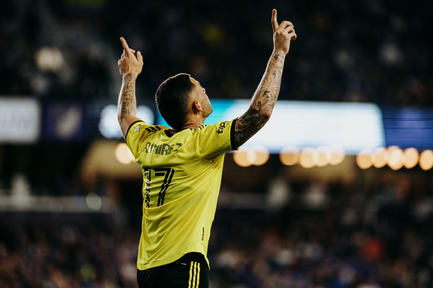 Former Aberdeen striker Christian Ramirez celebrates winning the MLS Cup final with Columbus Crew. Image supplied by Columbus Crew FC